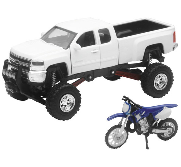 New Ray Toys 1:32 Scale Truck And Dirt Bike Sets White/Blue SS-54416