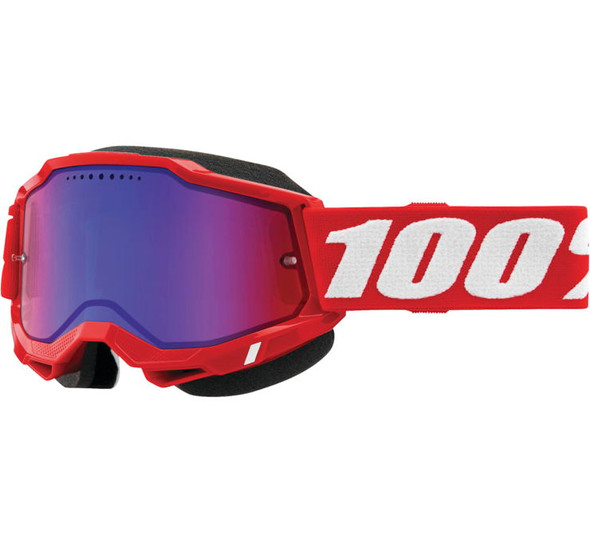 100% Accuri 2 Snow Goggle Red with Red/Blue Mirror Lens 50223-654-03
