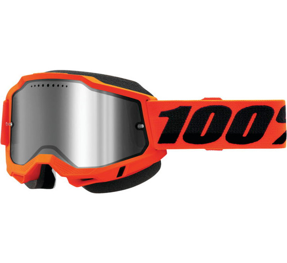 100% Accuri 2 Snow Goggle Orange with Silver Mirror Lens 50223-652-05