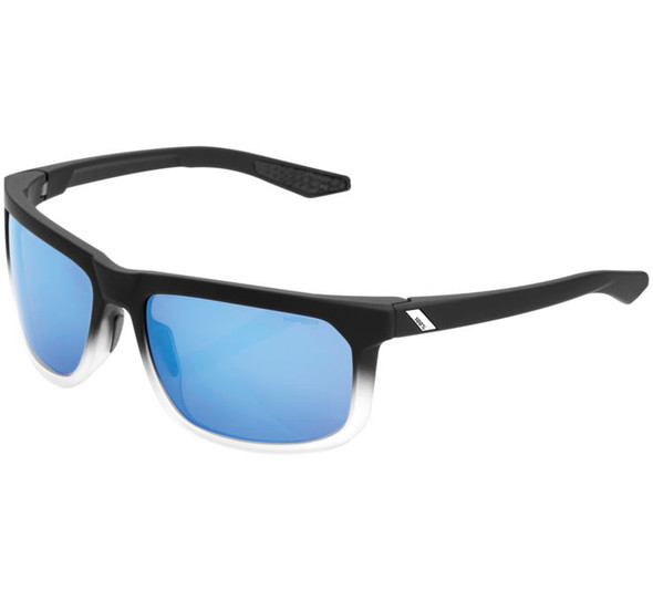 100% Hakan Sunglasses Soft Tact Black/White Fade with Blue Lens 61036-407-01