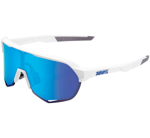 100% S2 Sunglasses Matte White with Blue Lens 60006-00006