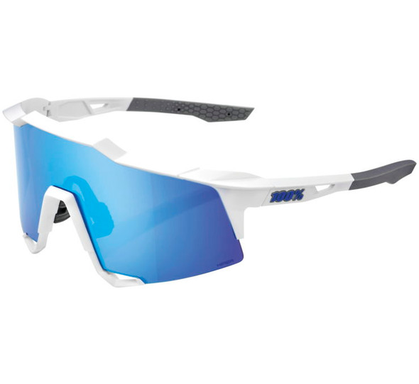100% Speedcraft Sunglasses Matte White with Blue Lens 60007-00012