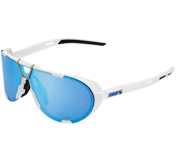 100% Westcraft Sunglasses Soft Tact White with HiPer Blue Lens 61046-407-01