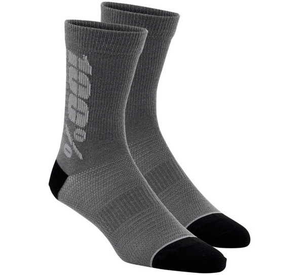 100% Men's Rythym Socks Charcoal Grey L/XL 24006-457-18