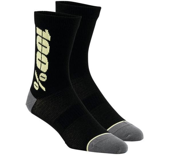 100% Men's Rythym Socks Black/Yellow L/XL 24006-014-18