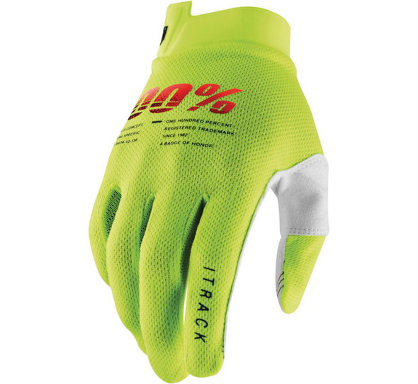 100% Men's iTrack Gloves Flo Yellow M 10008-00011