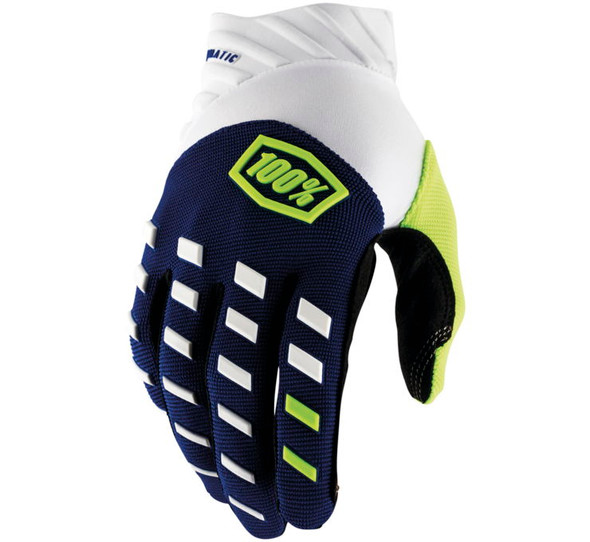 100% Men's Airmatic Gloves Navy/White XL 10028-375-13
