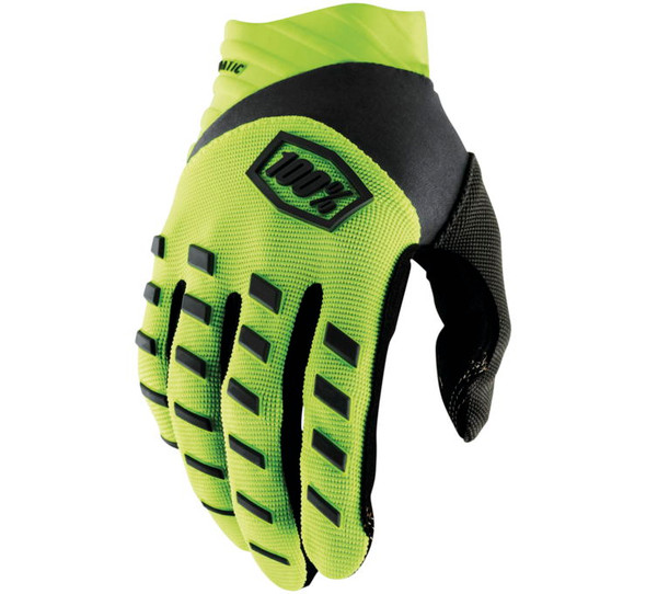 100% Men's Airmatic Gloves Flo Yellow 2XL 10028-475-14