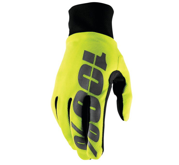 100% Men's Hydromatic Waterproof Glove Flo Yellow 2XL 10017-00009