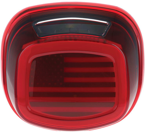 Kuryakyn Tracer US Flag LED Taillights Red Lens w/License Light 2924