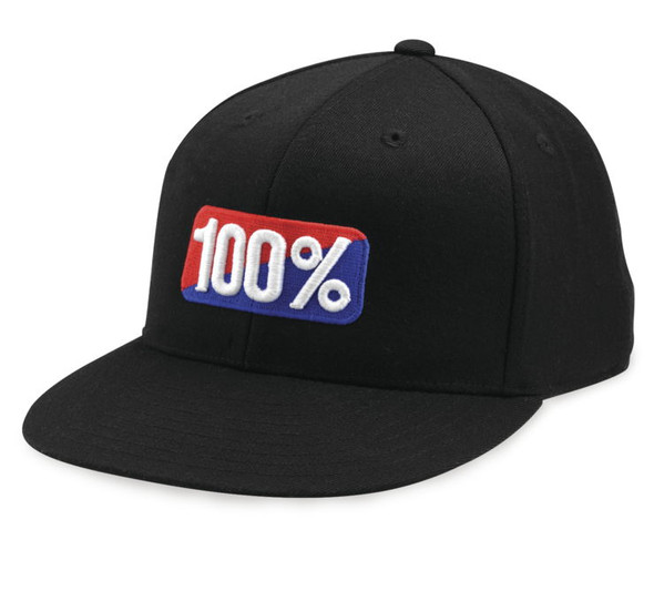 100% Men's OG FlexFit Hat Black L/XL 20011-001-18