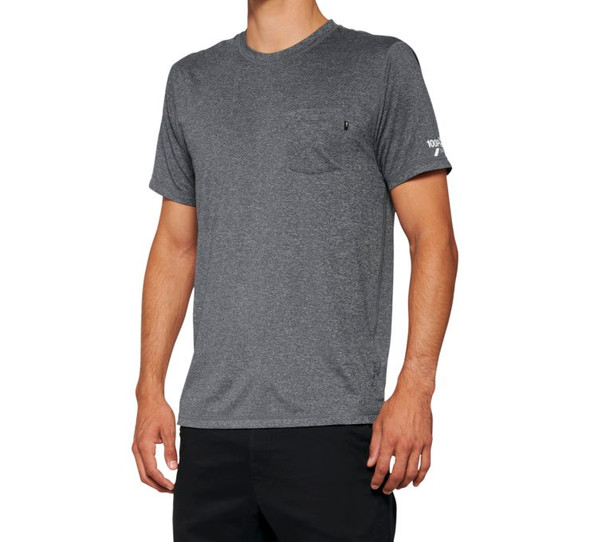 100% Men's Mission Athletic Tee Heather Charcoal L 20014-00012