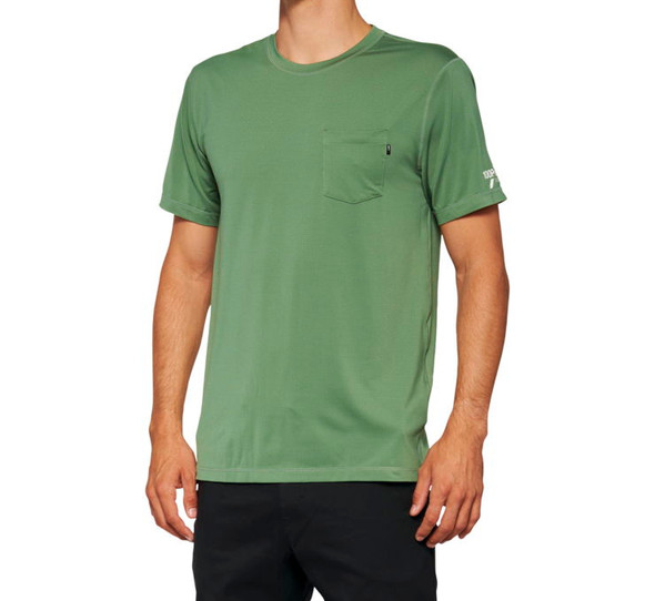 100% Men's Mission Athletic Tee Olive S 20014-00015