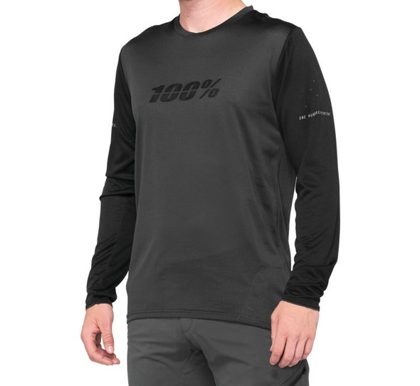100% Men's Ridecamp Long Sleeve Jersey Black/Charcoal S 40028-00000