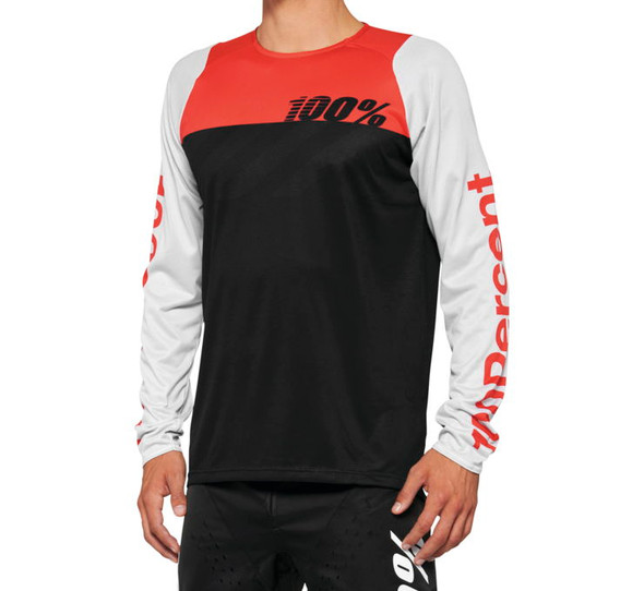 100% Men's R-Core Long Sleeve Jersey Black/Red XL 40005-00003