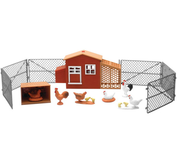 New Ray Toys Country Life Playset Chicken Coop with Chickens SS-05116