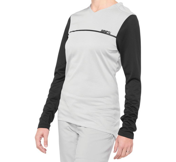 100% Women's Ridecamp Long Sleeve Jersey Grey/Black S 40036-00000