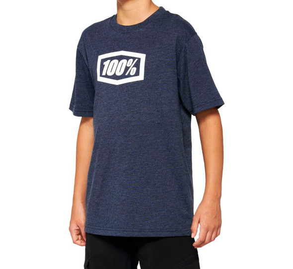 100% Youth Icon Tee Navy Heather Youth XL 20001-00015