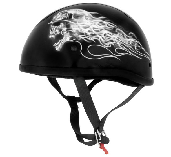 Skid Lid Original Lethal Threat Biker Skull Helmet Black/White M 646928