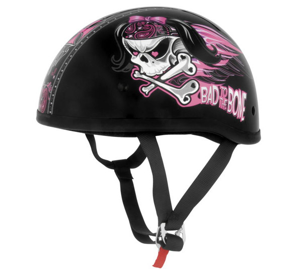 Skid Lid Original Lethal Threat Bad to the Bone Helmet Black/Pink XS 646944