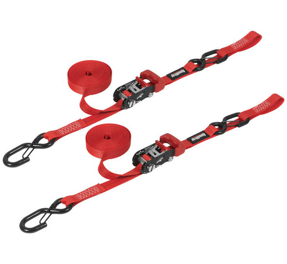 SpeedStrap 1" Ratchet Tie Down with Snap "S" Hooks and Soft-Tie Red 1"W x 15' L 11803-2