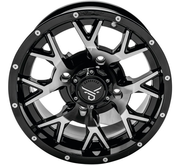 QuadBoss Barbwire Wheels Black/Machined 14x7 RT-GW081147137BMB