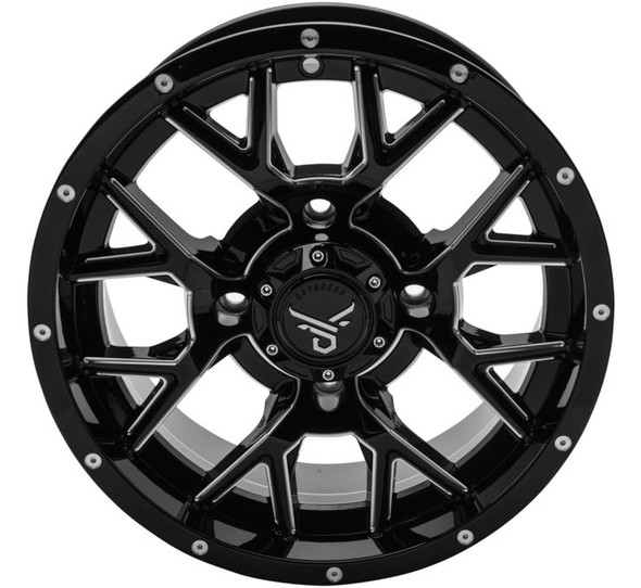 QuadBoss Barbwire Wheels Black/Milled 14x7 RT-GW081147110BMIB