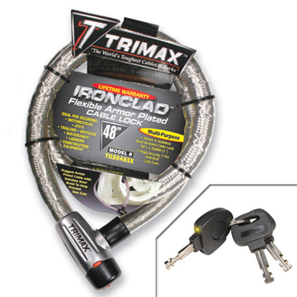 Trimax Ironclad Flexible Armor Plated Cable Lock - 48" Tg3048Sx