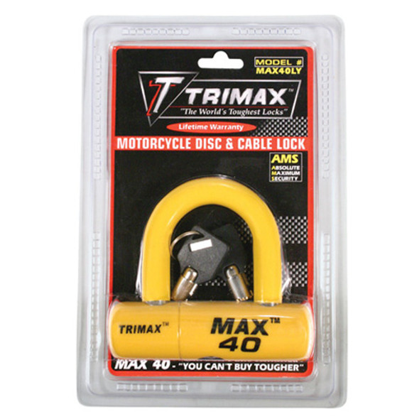 Trimax Multi-Purpose Disc/Cable Lock/U-Lock - Yellow Max40Yl