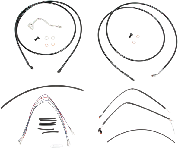 Burly Brand Complete Black Vinyl Handlebar Cable Line Kit For Ape Hanger Handlebars B301116