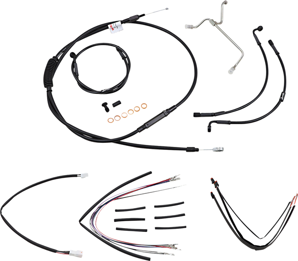 Burly Brand Complete Black Vinyl Handlebar Cable Line Kit For Ape Hanger Handlebars B301170