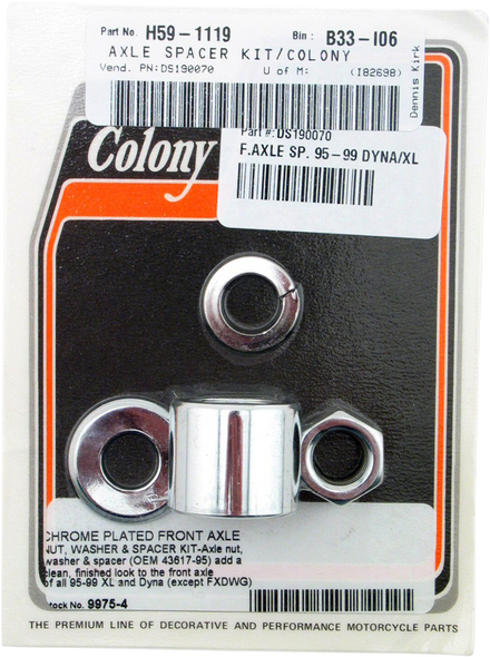 Colony Axle Spacer Nut Kit 99754