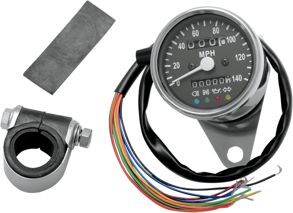 DRAG SPECIALTIES 2.4" Mini Mechanical Speedometer with LED Indicators 2210-0208