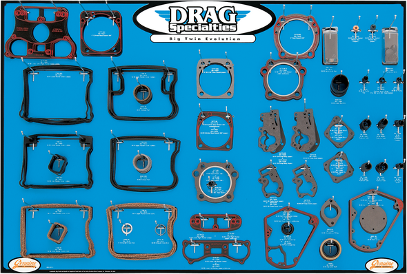 DRAG SPECIALTIES Gasket, Seal and O-Ring Display for Big Twin Motors 0934-0274