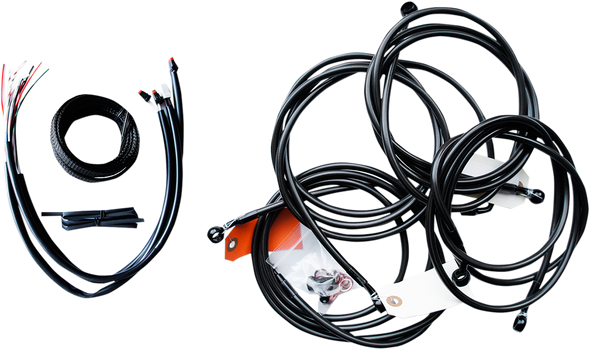 La Choppers Complete Midnight Braided Handlebar Cable Brake Line Kit Standard La8053Kt216M