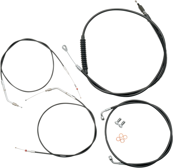 La Choppers Standard Black Vinyl Braided Handlebar Cable Brake Line Kit Mini Ape Hanger La8320Kt08B