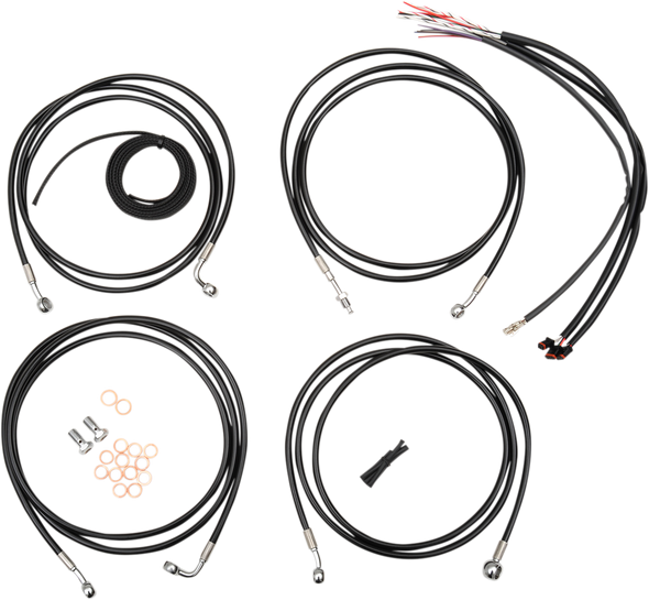 La Choppers Complete Black Vinyl Braided Handlebar Cable Brake Line Kit La8052Kt213B