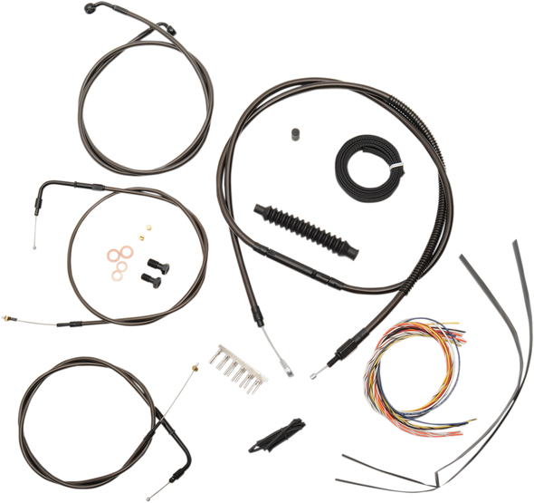 La Choppers Complete Midnight Braided Handlebar Cable Brake Line Kit Standard La8100Kt219M