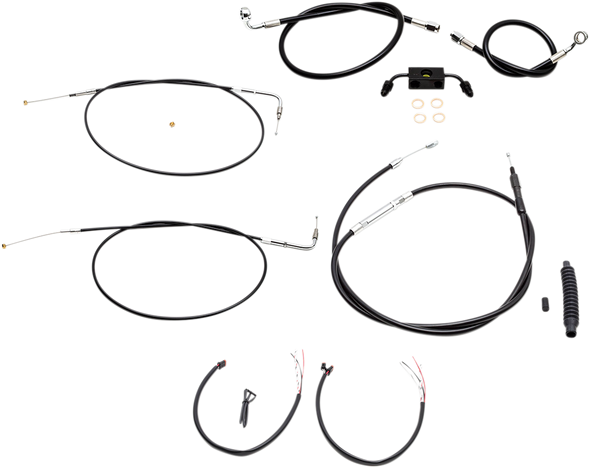 La Choppers Complete Black Vinyl Braided Handlebar Cable Brake Line Kit La8321Kt208B