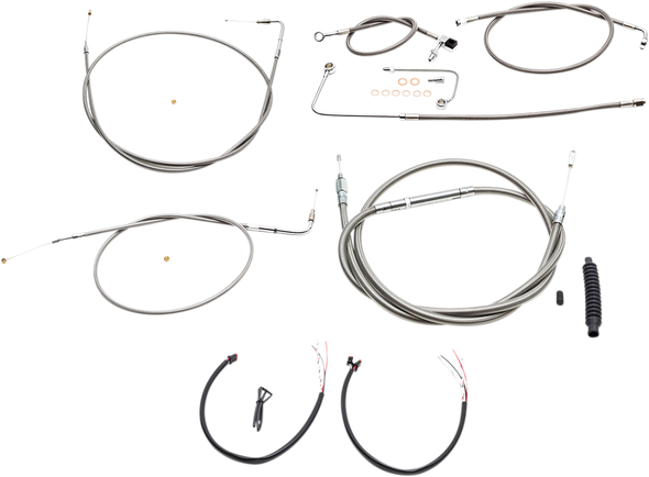 La Choppers Complete Stainless Braided Handlebar Cable Brake Line Kit Cable Kit La8151Kt2A16