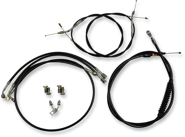La Choppers Standard Black Vinyl Braided Handlebar Cable Brake Line Kit Ape Hanger La8122Kt13B
