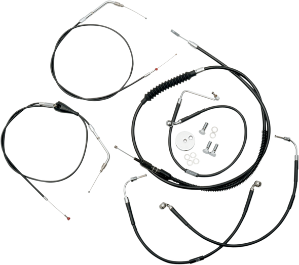 La Choppers Standard Black Vinyl Braided Handlebar Cable Brake Line Kit Ape Hanger La8006Kt19B