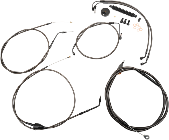 La Choppers Standard Midnight Braided Handlebar Cable Brake Line Kit Ape Hanger La8006Kt16M