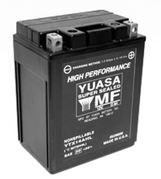 Yuasa Ytx14Ahl Factory Activated Maintenance Free 12 Volt Batt Yuam72H4L