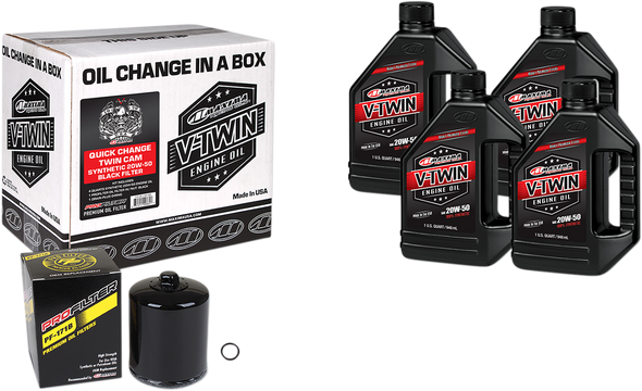Maxima Racing Oil Quick Change Twin Cam Synthetic 20W-50 Oil Change Kit 90119014Pb