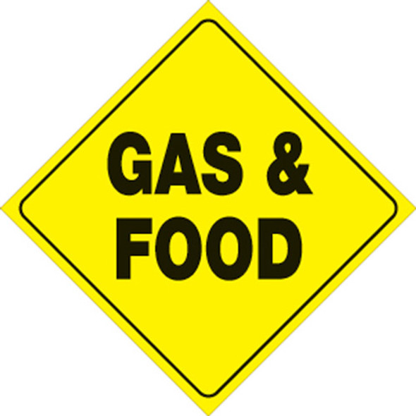 Voss Signs Yellow Plastic Reflective Sign 12" - Gas & Food 453 Gf Yr