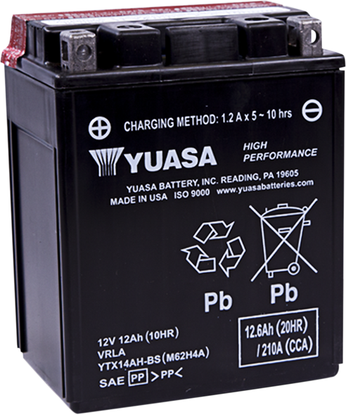 Yuasa High Performance Agm Maintenance-Free Battery Yuam62H4A