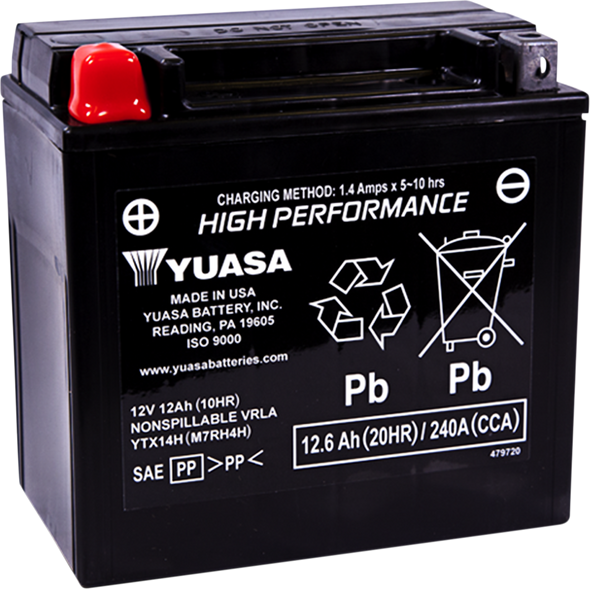 Yuasa High Performance Agm Maintenance-Free Battery Yuam7Rh4H