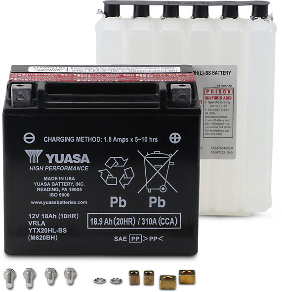 Yuasa High Performance Agm Maintenance-Free Battery Yuam620Bh