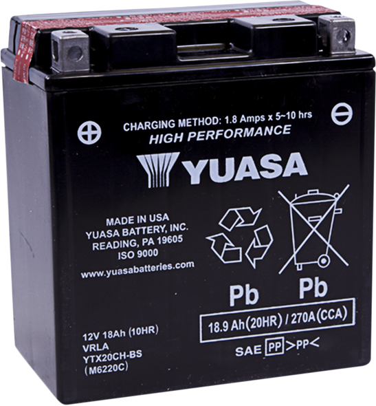 Yuasa High Performance Agm Maintenance-Free Battery Yuam6220C